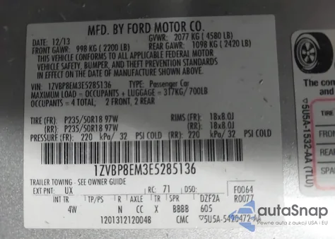 2014 Ford Mustang V6 Premium из США, поврежденный, VIN 1ZVBP8EM3E5285136